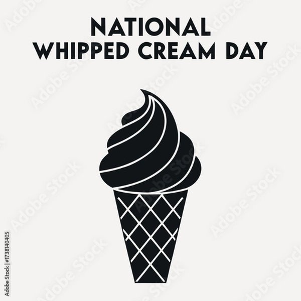 Fototapeta Black color National Whipped Cream Day Design, Solid White Background (12).eps