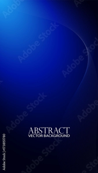 Fototapeta Abstract vector background with dark blue gradient and flowing, subtle wavy lines. Ideal for technology, corporate, or futuristic design concepts, providing ample copy space