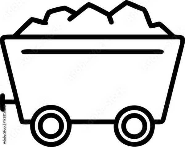 Fototapeta mining cart vector icon on white or transparent background. coal mining or mining worker or mining labor icons items. Stroke icon collections. Editable Stroke icon collection for mobile and web.
