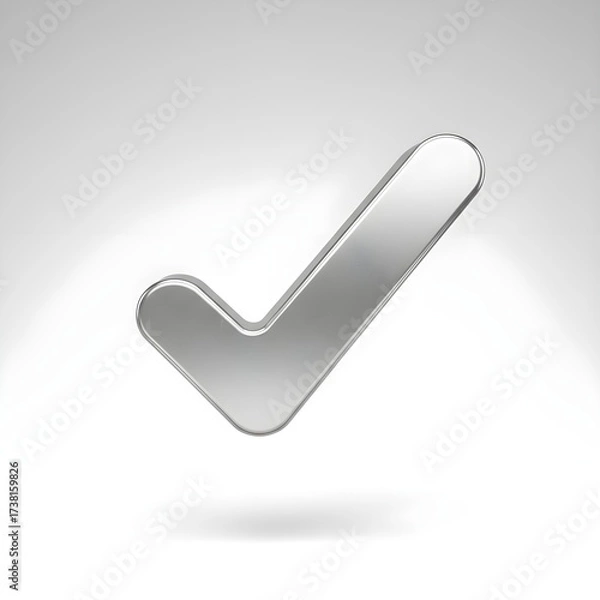 Fototapeta check mark icon silver metallic shiny 