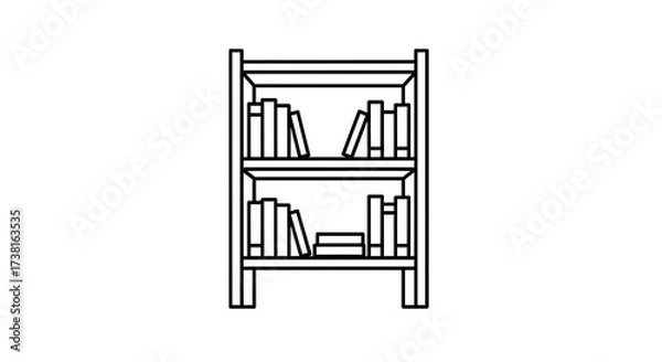Obraz A minimalist line drawing of a bookshelf filled with various books
