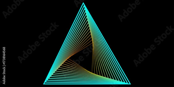Fototapeta Modern abstract blue background with glowing geometric lines. Blue gradient hexagon shape design. Colorful neon glowing triangle. Abstract design element for advertising, banner, card.  
