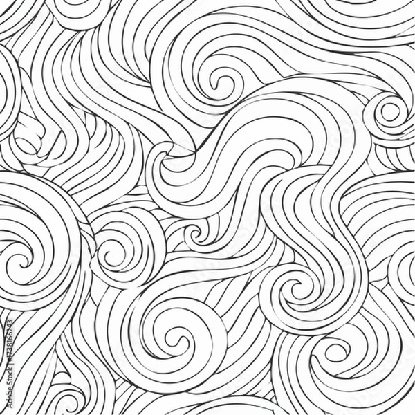Fototapeta Seamless abstract pattern, tangle wavy hair background