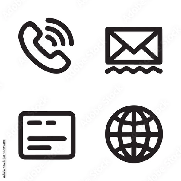 Obraz Professional Contact Icons – Phone, Email, Address, Website Symbols,Business card Symbol