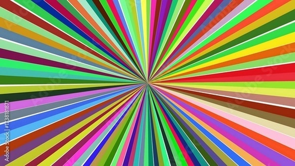 Fototapeta Abstract burst of multicolored stripes radiates from a central point