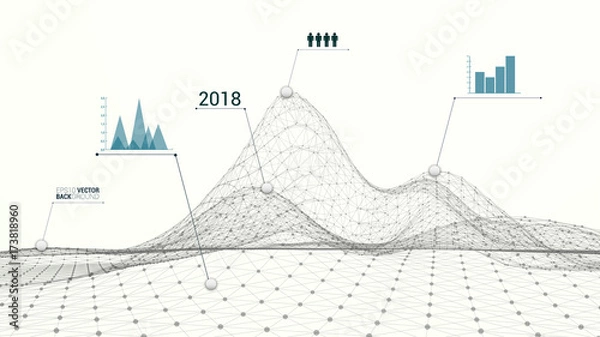 Obraz Wireframe polygonal landscape