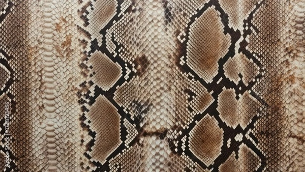 Fototapeta Detailed snake skin pattern with brown and black markings, close-up view.