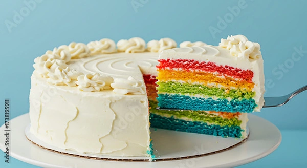 Obraz Cake with layered colorful filling.