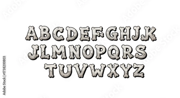 Fototapeta Spooky bone alphabet illustration for halloween themed design projects and compositions