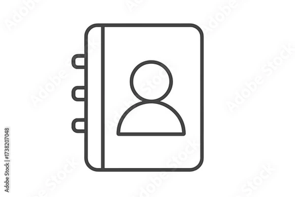 Fototapeta Address book icon vector, thin line phone contact list illustration, personal organizer, user profile symbol, transparent background, digital contact directory design