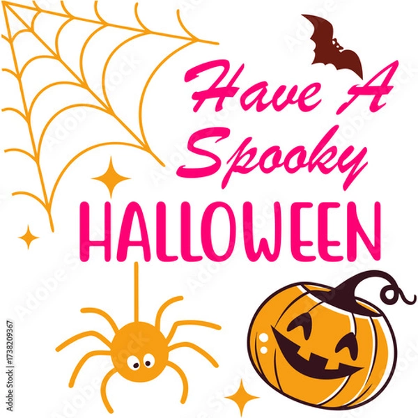Fototapeta Have a spooky Halloween SVG, Cute Pumpkin and Spider Web Spooky Halloween Design