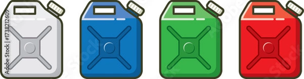 Obraz ポリタンク（白・赤・青・緑）のイラスト