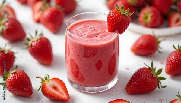 Fototapeta 신선한 딸기로 만든 쥬스