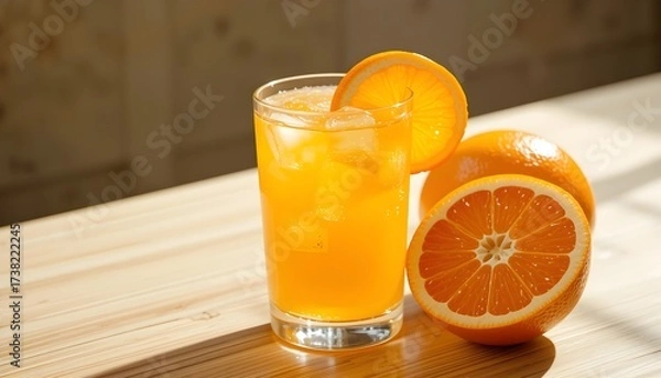 Fototapeta 신선한 오렌지로 만든 쥬스