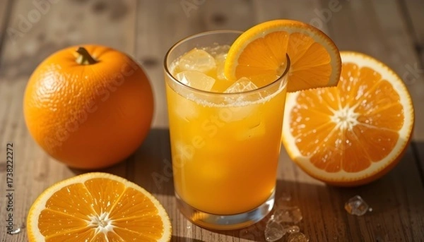 Fototapeta 신선한 오렌지로 만든 쥬스