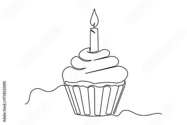 Fototapeta Abstract candle continuous line sketch minimalist isolate outline illustration