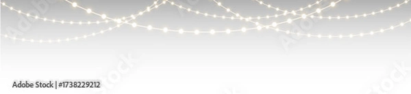 Obraz Christmas garland png twinkle with gentle shine. wraps celebration invite. Neon sparkle shapes warm visual mood. Transparent light arc highlights festive promo