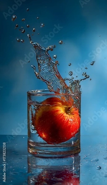 Obraz Red Apple Falling into Glass of Water with Splash