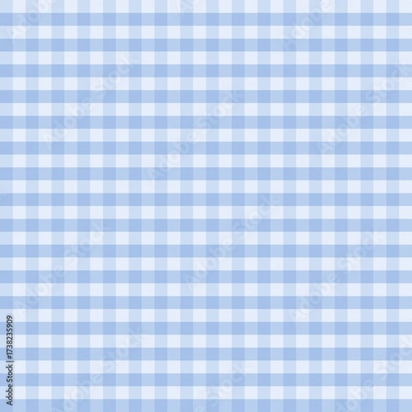 Fototapeta Light blue checkered pattern creating a soft and inviting background for various designs and crafts. Gingham textile.