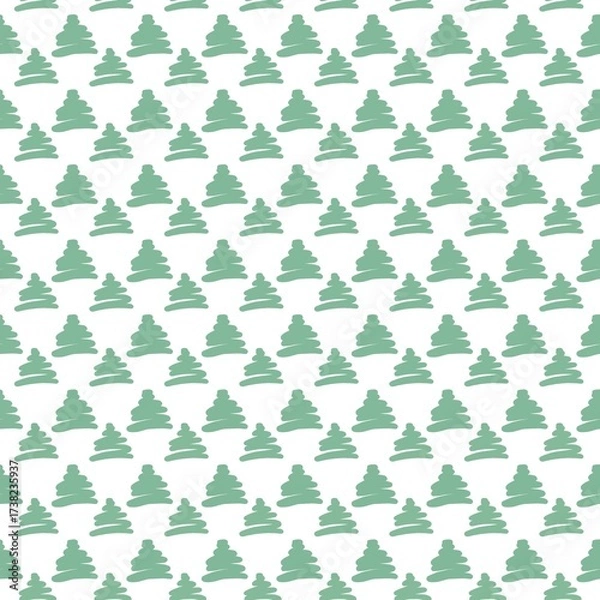 Fototapeta Abstract pattern of evergreen trees in a light green and white design for backgrounds and textile use. Christmas decoration, wallpaper