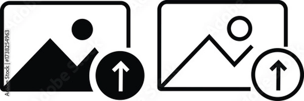 Fototapeta Gallery edit icon set in flat and outline styles. Photo upload image vectors illustration. Picture editing symbol graphic design for media interface and mobile app isolated on transparent background.