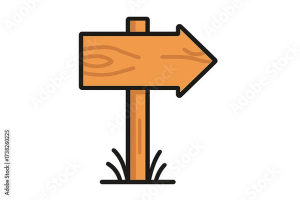 Fototapeta Wooden arrow signpost points to a new beginning. Metaphor for change, fresh start, choice. Inspirational concept for future opportunity, guidance, direction. Blank wood sign.
