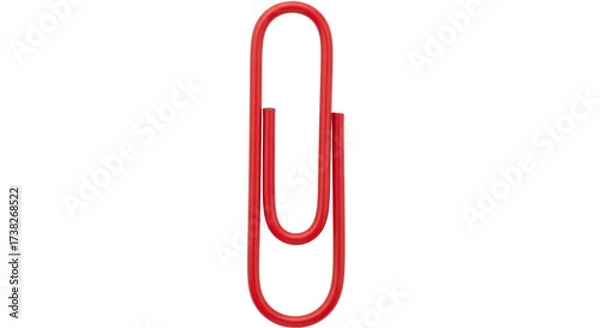 Obraz Isolated Red Paper Clip is Used to Secure Documents, Hold Papers Together, Organize Files