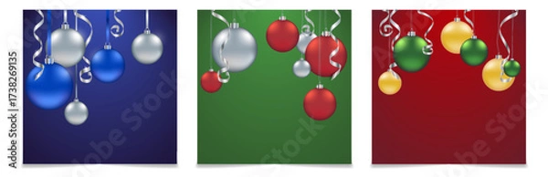 Fototapeta A set of New Year card templates for promos, advertisements, announcements, discounts and sales, banners with an empty space. Christmas sale, social media post, ads, print, season banner. EPS10