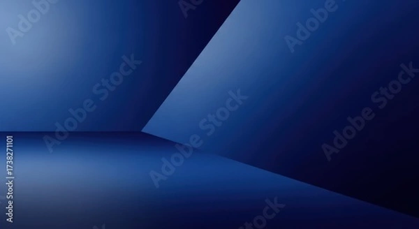 Fototapeta A dark blue room with a geometric pattern on the wall.