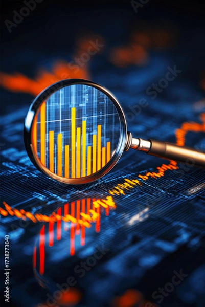 Fototapeta Analyzing market trends reveals growth in business and finance w