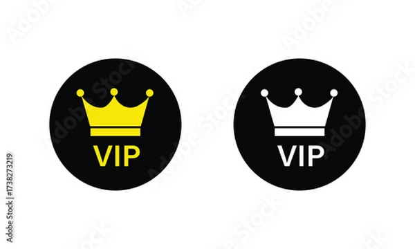 Fototapeta VIP icons on white background. Yellow and white badge collection. Vector illustration