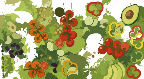 Obraz Animated Fruits and Vegetables Pattern Motion