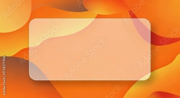 Fototapeta A rectangular glass frame with a gradient background of orange and yellow shades, featuring abstract shapes and patterns.