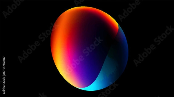 Fototapeta A colorful abstract shape with smooth gradients and a soft glow, set against a blurred background