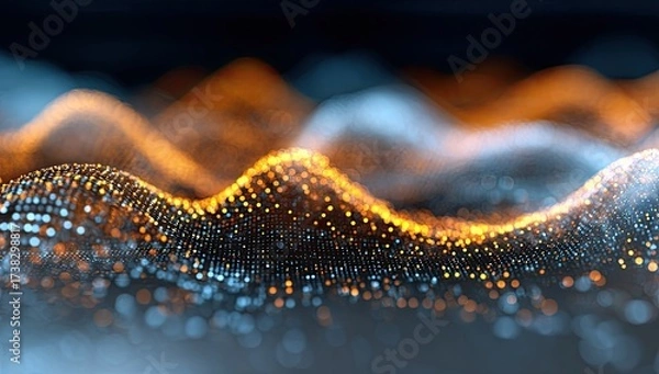 Fototapeta Abstract digital landscape of glowing particles