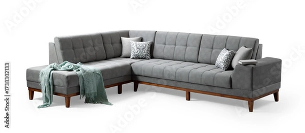 Fototapeta L shape sofa isolated on white background .