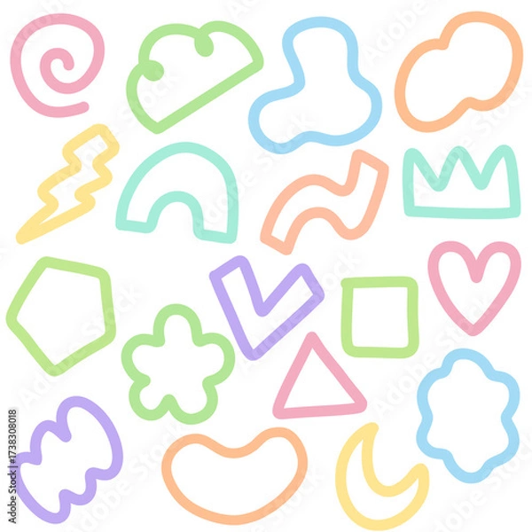 Obraz 라인 드로잉 기하학 모양 도형 파스텔