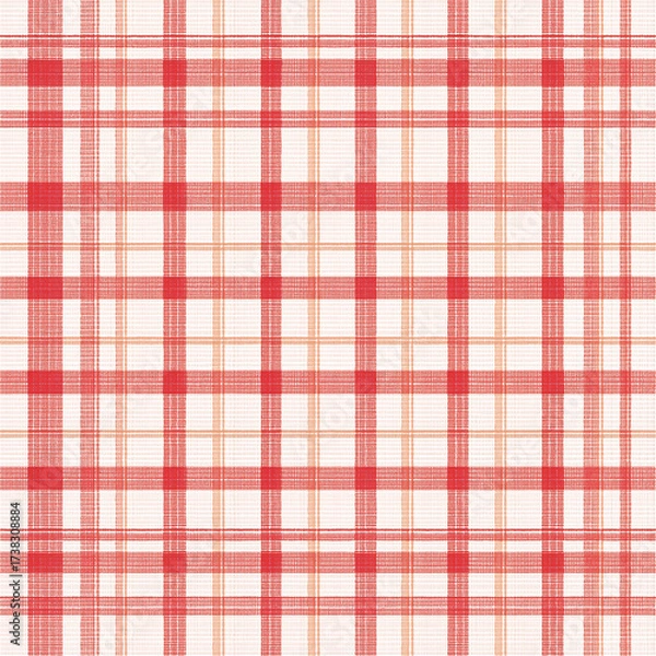 Fototapeta Seamless Red Checkered Textile Background