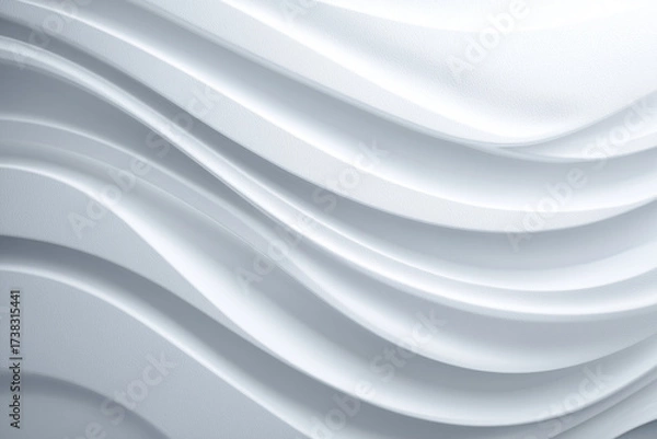 Fototapeta Futuristic white background with embossed linear relief, shallow 2.5D effect, glowing overexposed tone in flat view.
