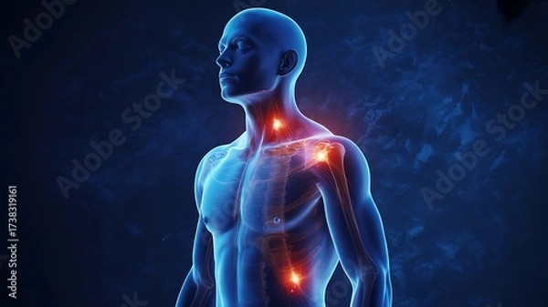 Obraz Human Anatomy with Pain Points Highlighted