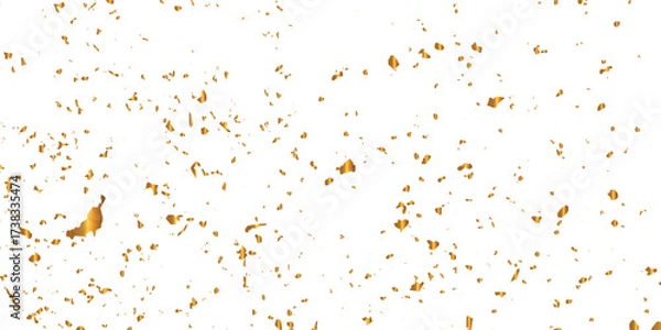 Fototapeta Abstract doted and confetti golden glitter and zigzag ribbon particles splatter on transparent background. Luxury golden glitter confetti that floats down falling bokeh celebration background.