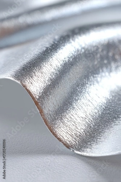 Fototapeta Wrinkled silver foil with reflective highlights — luxe background for packaging mockups, posters, and banners
