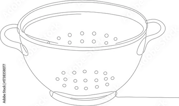 Fototapeta Minimalist Line Art Kitchen Colander Sieve Strainer Utensil Culinary Object