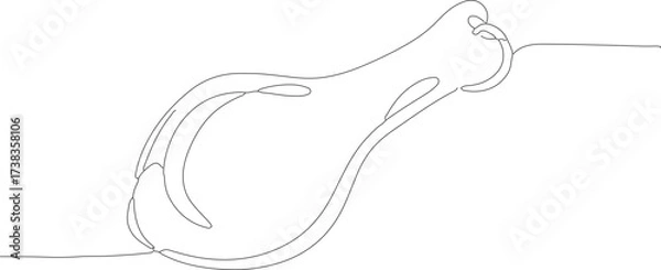 Fototapeta Minimalist Continuous Line Drawing of Fried Chicken Drumstick Food Illustration