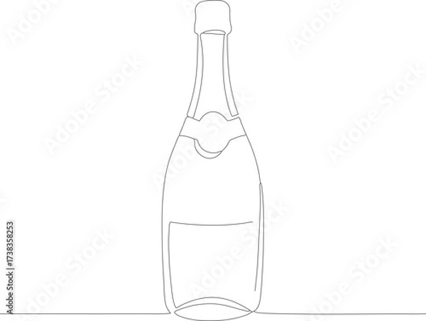 Fototapeta Minimalist Continuous Line Drawing of Champagne Bottle Design Illustration