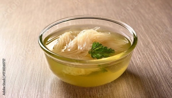 Fototapeta edible bird s nest soup in glass bowl