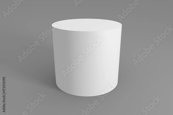 Fototapeta 3d of white cylinder on a gray background