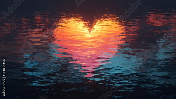 Obraz Heart of Light Sunset Reflections Over Water