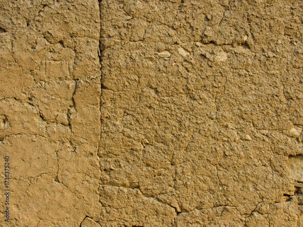 Fototapeta Detailed macro of aged ceramic and mud wall from pre columbian heritage site.