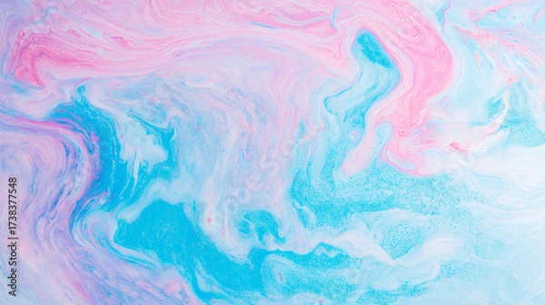 Fototapeta Watercolor illustration featuring fluffy clouds in vibrant pink, purple, and orange shades, creating a dreamy sky ambiance with soft textures and gradients